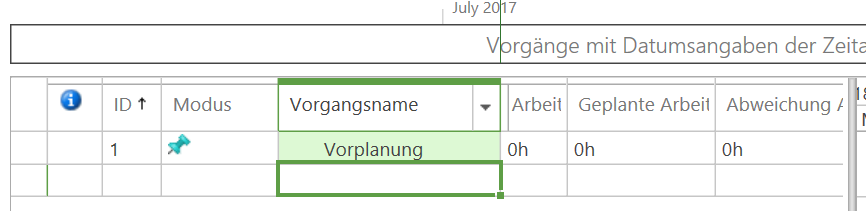 Das Feld Vorgangsname