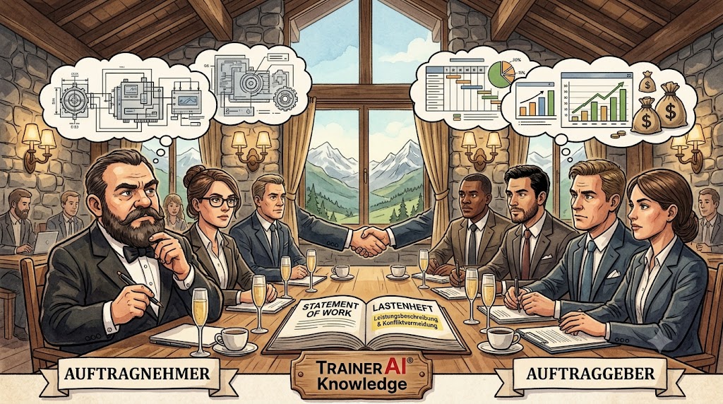 • SOW-Erstellung und Konfliktprävention im PMP Beschaffungsmanagement bei Verhandlungen zum Lastenheft innerhalb der Leistungsdomäne Planen.